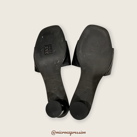 $339 Tory Burch Ines Boho Black Real Leather Casual Summer Spring Logo Sandal - Picture 14 of 16